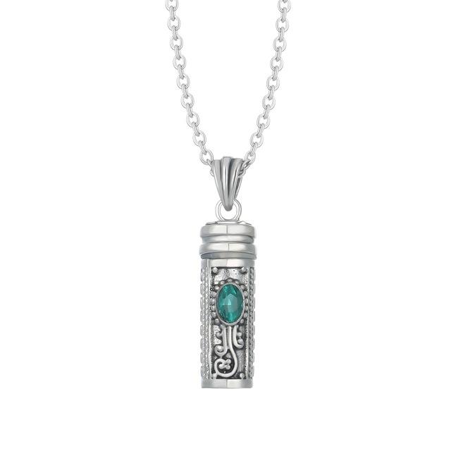 Mezuzah Necklace Locket Pendant & Chain. Color Stones May 