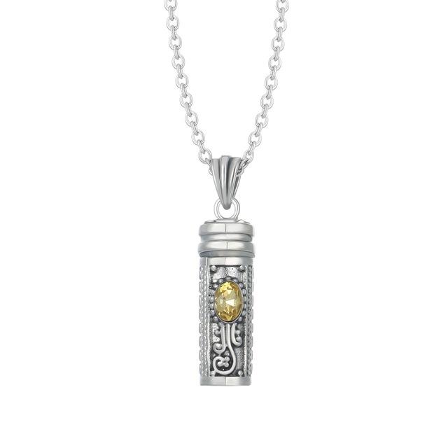 Mezuzah Necklace Locket Pendant & Chain. Color Stones November 