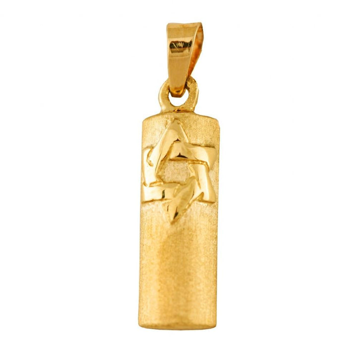 Mezuzah Pendant Gold Star Of David 16 inches Chain (40 cm) 