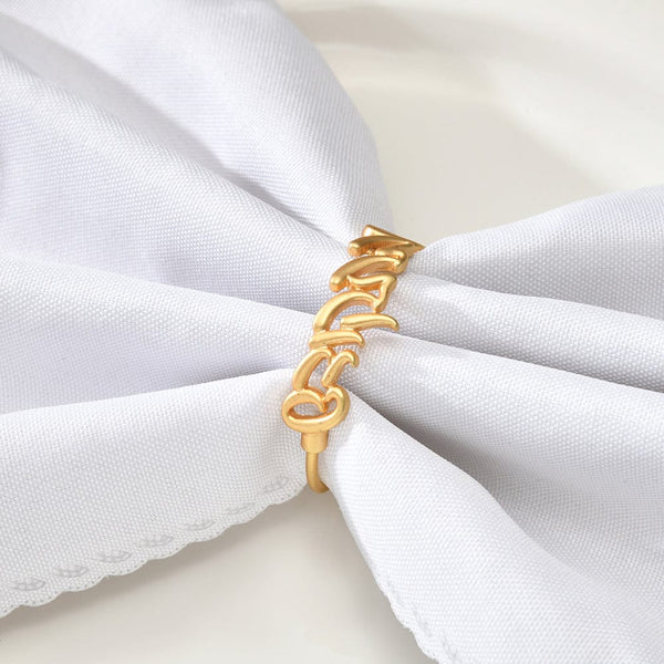 Gold Shabbos Kodesh Napkin Rings Set of 4-0