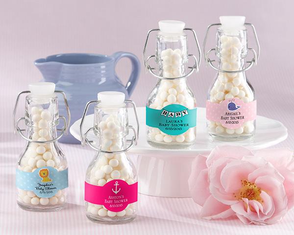 Mini Glass Favor Jar - Baby (Set of 12) (Available Personalized) Mini Glass Favor Bottle with Swing Top - Baby (Set of 12) (Available Personalized) 