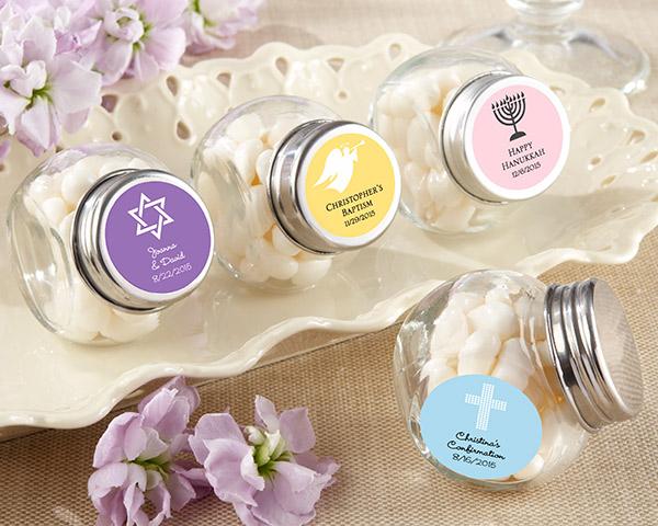 Mini Glass Favor Jar - Baby (Set of 12) (Available Personalized) Mini Glass Favor Jar - Religious (Set of 12) (Available Personalized) 