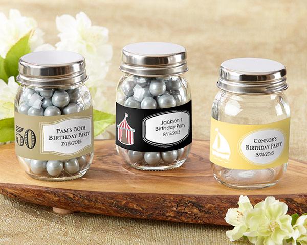 Mini Glass Mason Jar - Wedding (Set of 12) (Available Personalized) Mini Glass Mason Jar - Birthday (Set of 12) (Available Personalized) 