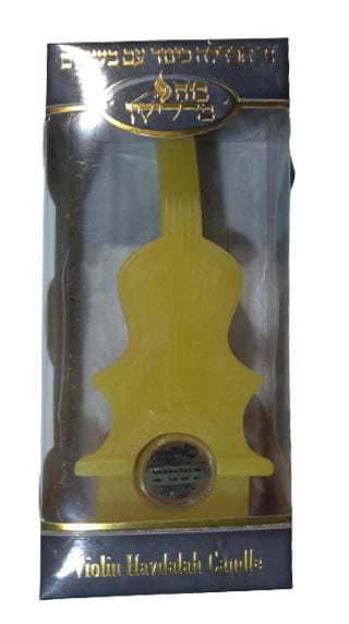 Mini Violin Havdalah Candle With Besomim Yellow Bazeh Madlukin 