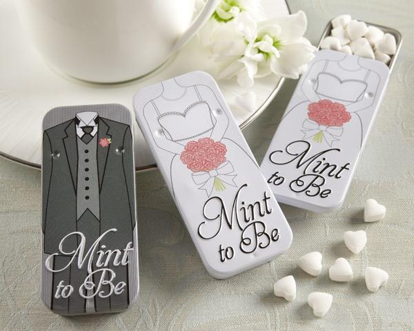 "Mint to Be" Bride and Groom Slide Mint Tins with Heart Mints "Mint to Be" Bride and Groom Slide Mint Tins with Heart Mints 