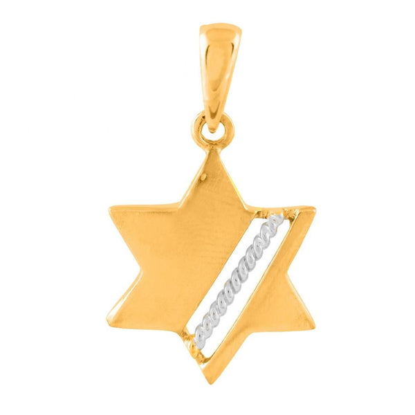 Modern Two Tone Star Of David 16 inches Chain (40 cm) 