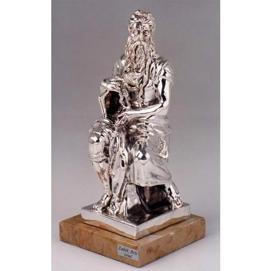 Moses With Ten Commandments Silver Figurine 