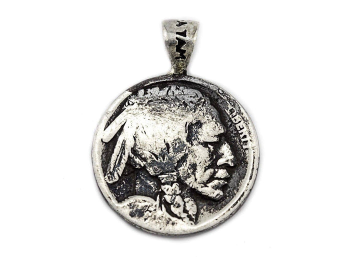 Mother and Child Medallion Pendant with Buffalo Nickel coin of USA Necklace 