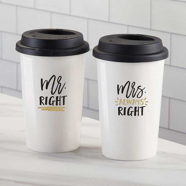 Mr. Right & Mrs. Always Right 15 oz. Ceramic Travel Mug (Set of 2) Mr. Right & Mrs. Always Right 15 oz. Ceramic Travel Mug (Set of 2) 