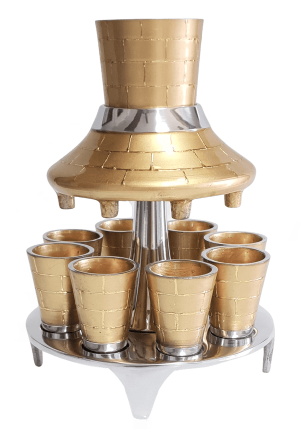 Aluminum Fountain Set 8 Cups Gold Brick Design-0