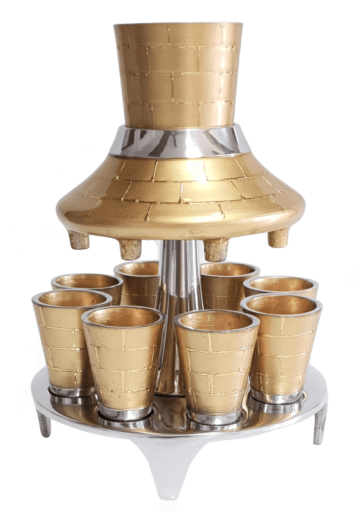 Aluminum Fountain Set 8 Cups Gold Brick Design-0