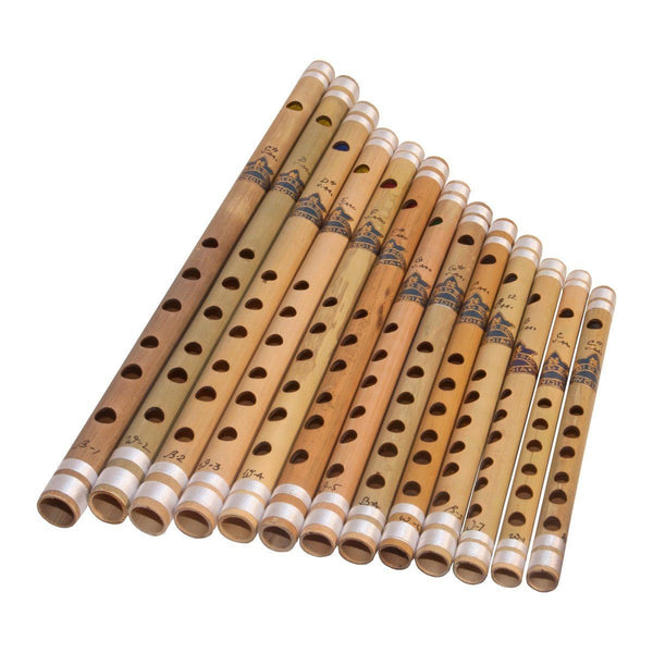 Nabi & Sons Cross Blown Bamboo Flute Set 13-Piece Bamboo Flute Set 