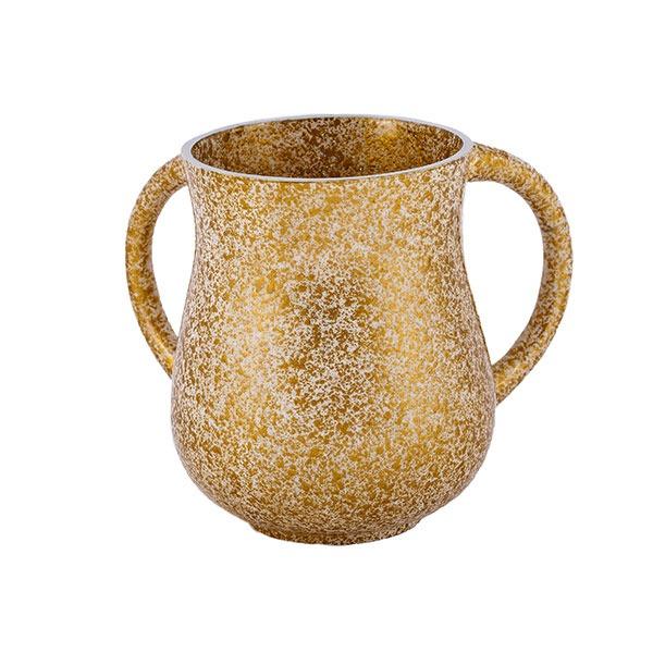 Netilat Yadayim Cup - Faux Marble - Gold 