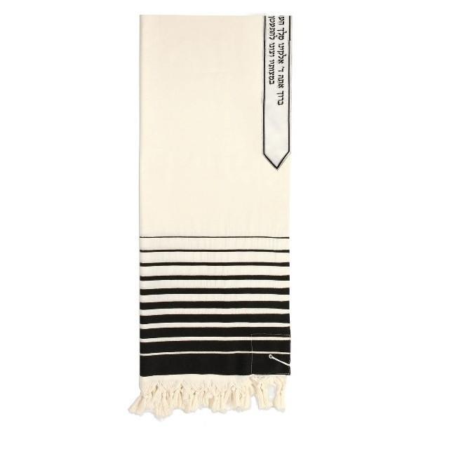 New Wool Tallit - Fading Black Stripes Black/Silver 24&quot; x 72&quot; (60/180 cm) 
