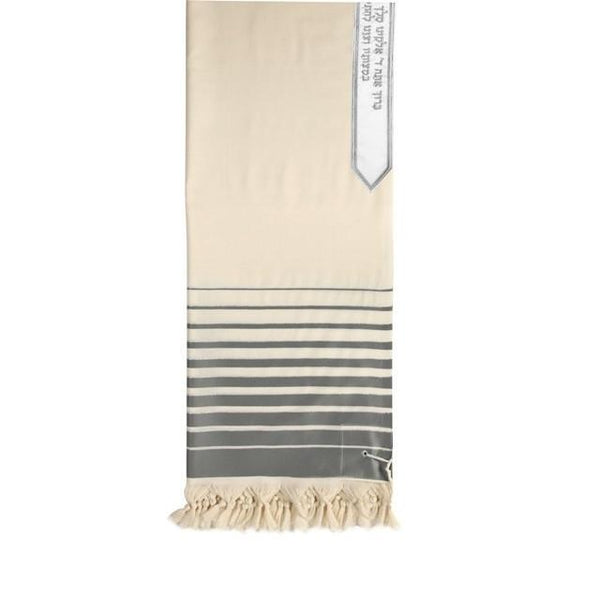 New Wool Tallit - Fading Grey Stripes 
