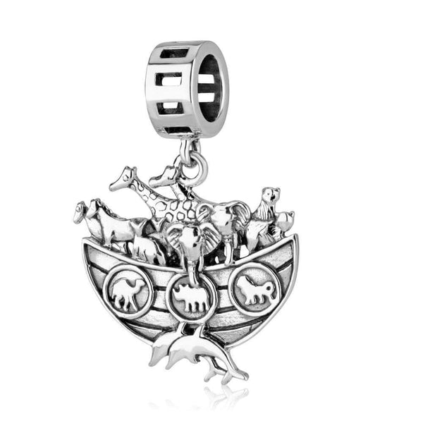 Noah Arc Animal Boat Dangle Vintage 3D Religious Silver Inspirational Jewelry Jewish Jewelry 