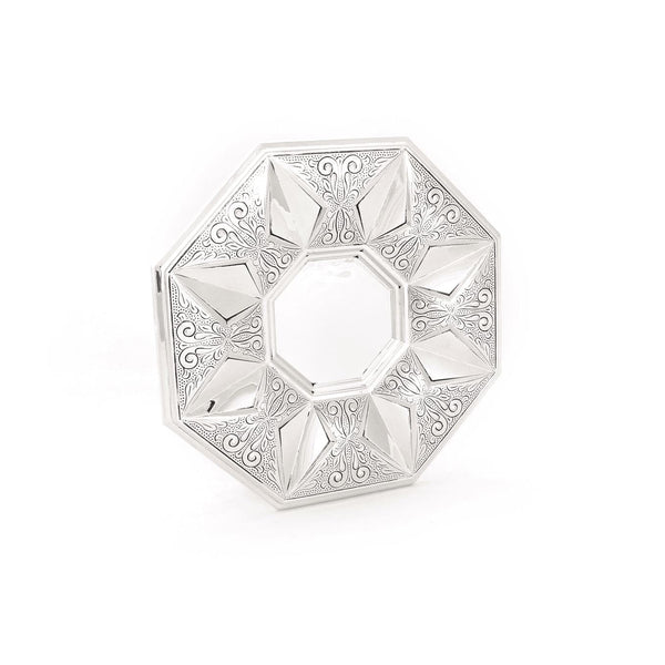 Octagon plate with diamond design M Kiddush Plates 
