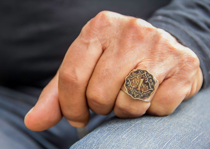 Old Silver Coin Ring - British Indian Coin With the King of India RINGS 