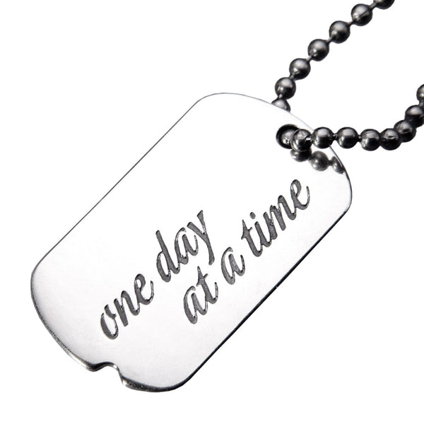One Day At A Time Sterling Silver Dog Tag 
