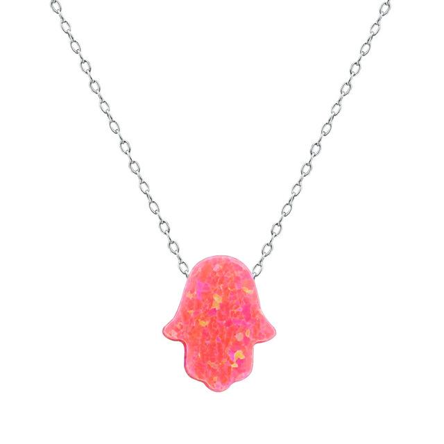 Opal Necklace Pendants in 8 Colors 925 Silver Bright pink 13mm x 11mm 45 cm length