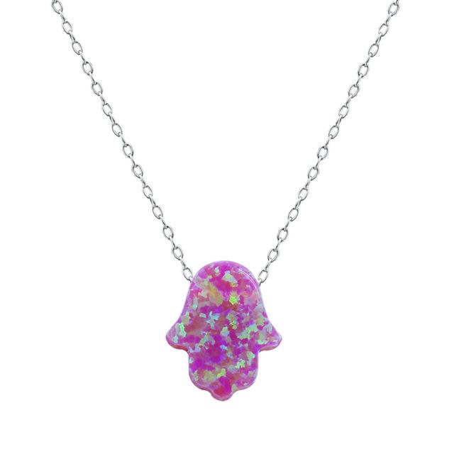 Opal Necklace Pendants in 8 Colors 925 Silver Purple 13mm x 11mm 45 cm length
