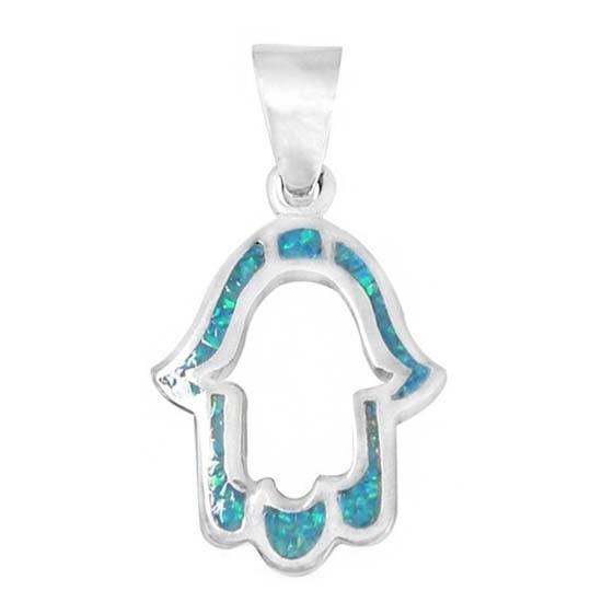 Opal & Silver Hamsa Pendant 18 inches Chain (45 cm) None Thanks 