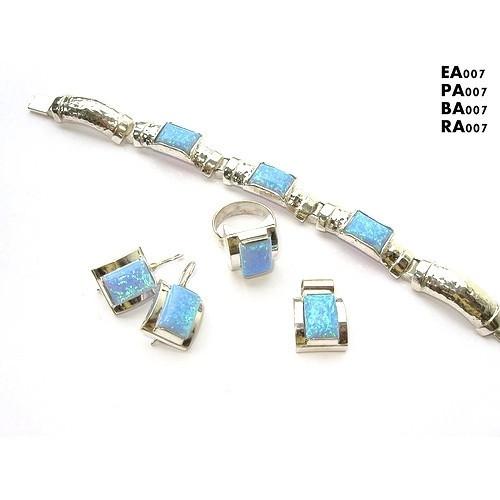 Opal Silver Jewelry Set 4 Pieces 