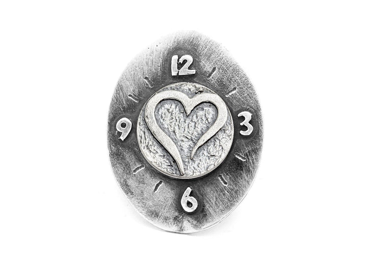 Open Heart Coin Timeless Medallion Clock Ring RINGS 