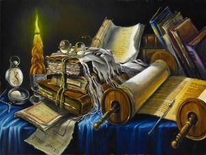 Open Sefer Torah Scroll & Glasses 