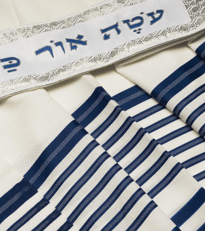 Or (Light) Wool Textured Tallit in 5 Colors 24 x 67" / 60 x 170cm (30) Blue 