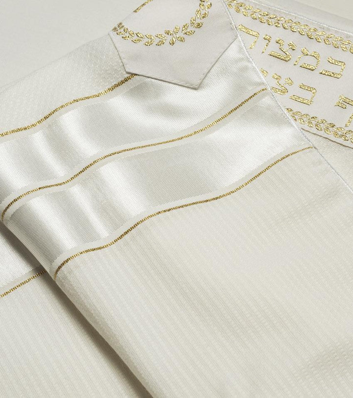 Or (Light) Wool Textured Tallit in 5 Colors 24 x 67" / 60 x 170cm (30) Gold 