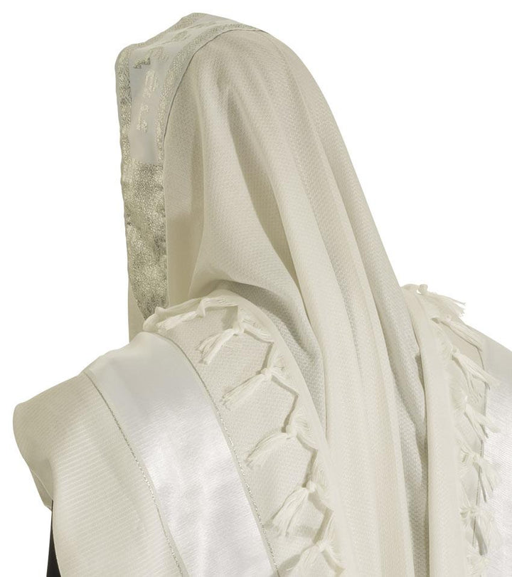 Or (Light) Wool Textured Tallit in 5 Colors 24 x 67" / 60 x 170cm (30) White 