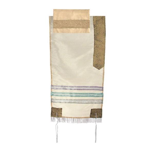 Organza Tallit with Stripes - Gold 