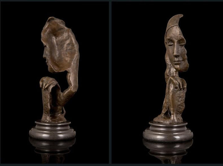 Our Jewish Mothers Art Sculpture - Abstract Face Shape Bronze Statue In Prayer Sculptures 