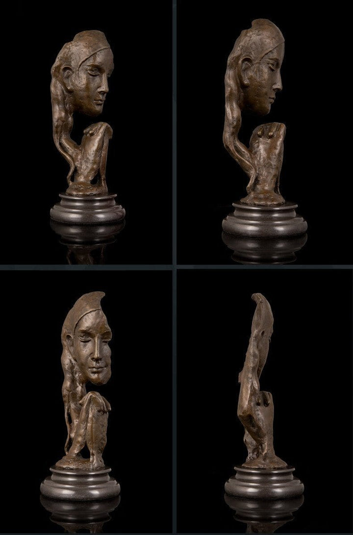 Our Jewish Mothers Art Sculpture - Abstract Face Shape Bronze Statue In Prayer Sculptures 