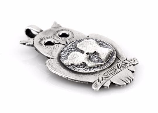 Owl coin necklace with the couple coin medallion 925 sterling silver coin medallion one of a kind handemade design Pendant 