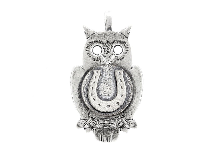 Owl with Horseshoe Coin Medallion 