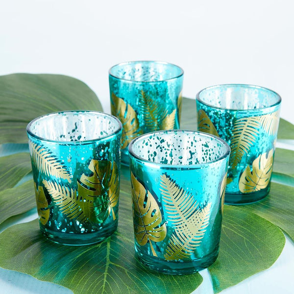 Palm Leaf Glass Votive (Set of 4) Palm Leaf Glass Votive (Set of 4) 