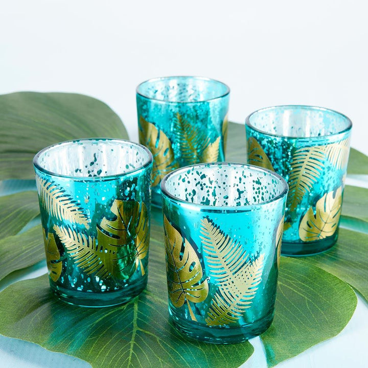 Palm Leaf Glass Votive (Set of 4) Palm Leaf Glass Votive (Set of 4) 
