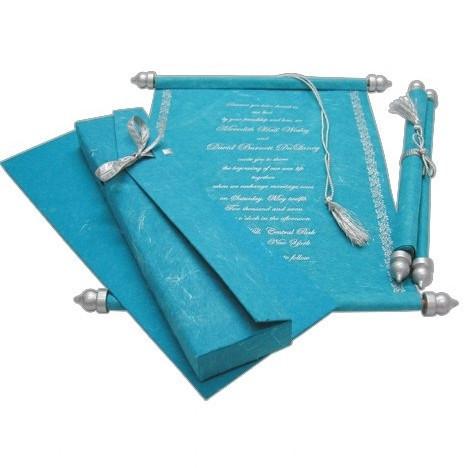 Party Invitation Scrolls - 11 x 8.5" Turquoise 