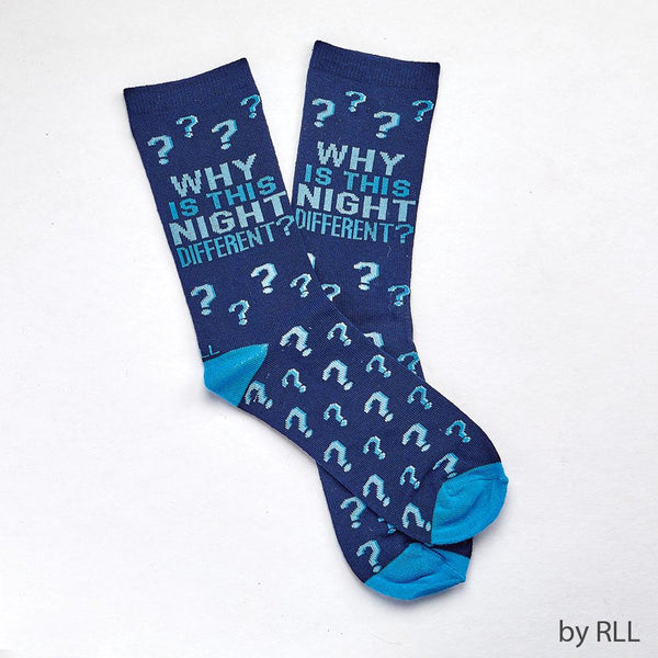 Passover Adult Crew Sock, "why Is This Night Different?", Carded PASSOVER, Pesach 