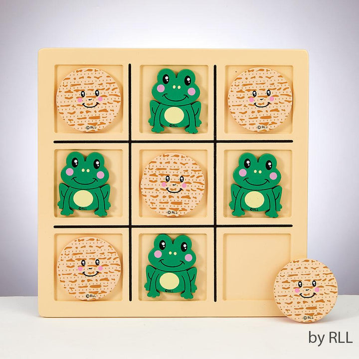 Passover Tic Tac Toad Wood Game, 8" X 8" PASSOVER, Pesach 