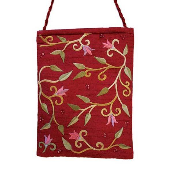 Passport Bag - Flowers - Maroon 