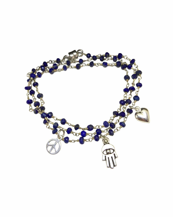 Peace, Love & Hamsa Lapis Wrap Bracelet & Necklace Wrap Necklace/Bracelet 