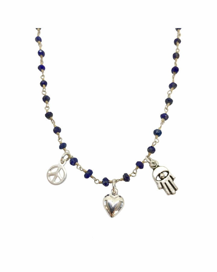 Peace, Love & Hamsa Lapis Wrap Bracelet & Necklace Wrap Necklace/Bracelet 