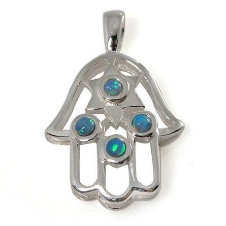 Pendant With Star Of David And Hamsa 18 inches Chain (45 cm) 
