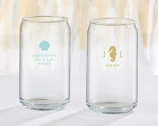 Personalized 16 oz. Stadium Cup - Adult Birthday Personalized 16 oz. Can Glass - Seaside Escape 