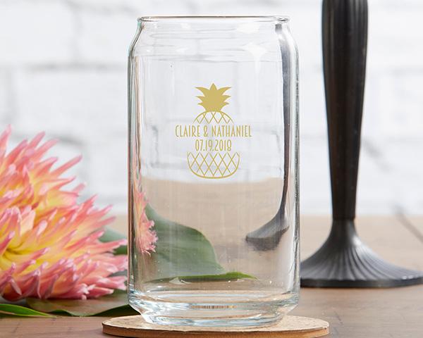 Personalized 16 oz. Stadium Cup - Adult Birthday Personalized 16 oz. Can Glass - Tropical Chic 