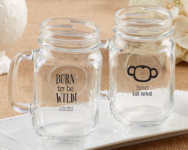 Personalized 16 oz. Stadium Cup - Adult Birthday Personalized 16 oz. Mason Jar Mug - Kate's Born To Be Wild Baby Shower Collection 
