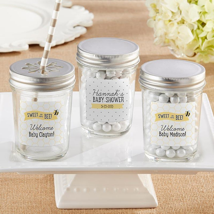 Personalized 8 oz. Glass Mason Jar - Wedding (Set of 12) 
